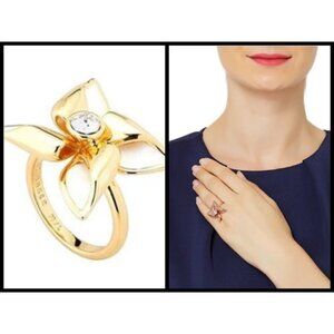 💕TED BAKER LONDON💕 Kinzaa Gold White Enamel Breeze Ring Medium/Large NWT